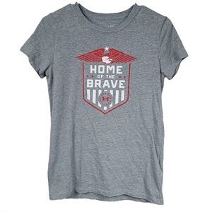 Under Armour Small Home of the Brave Gray Patriotic Tee Loose HeatGear T-shirt